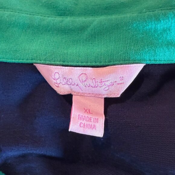 Lilly Pulitzer Navy & Green Belted Long-Sleeve Dress XL EUC - Picture 7 of 10